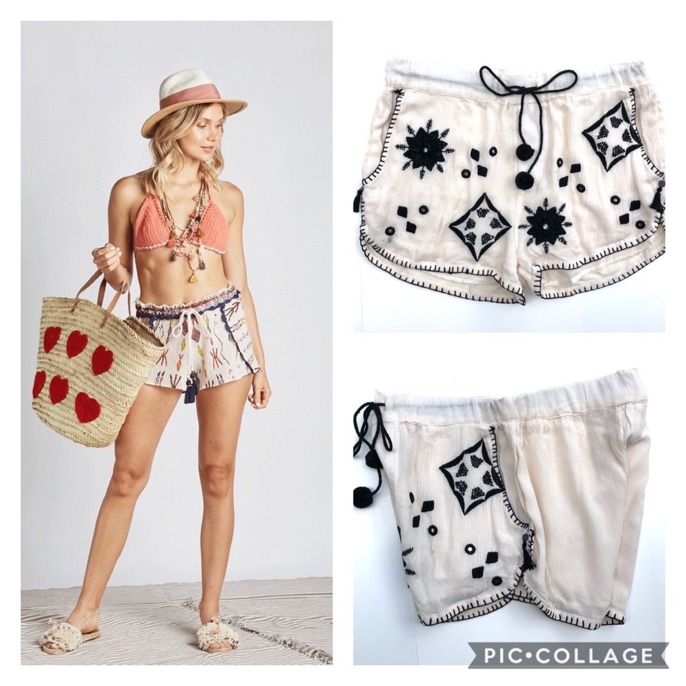 Z&L Europe white shorts with black embroidery